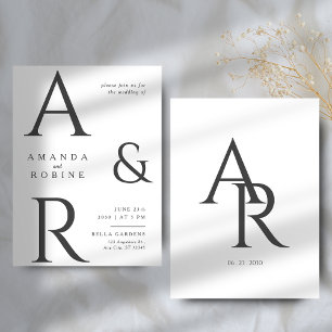 Invitation Initiales minimales Mariage élégant