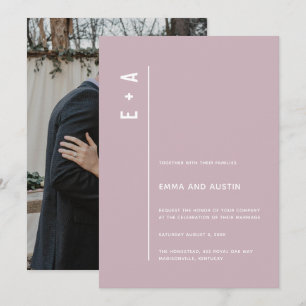 Invitation Initiales minimes modernes Pastel Purple Mariage