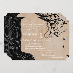 Invitation Initiales romantiques dans le mariage de l'arbre I