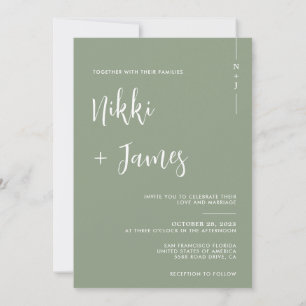 Invitation Initiales simples Sage de script Mariage photo ver