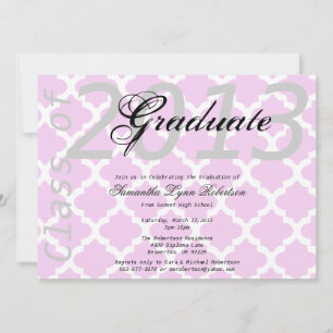 Invitation Inscription/Invitation Élégante d'un diplôme rose