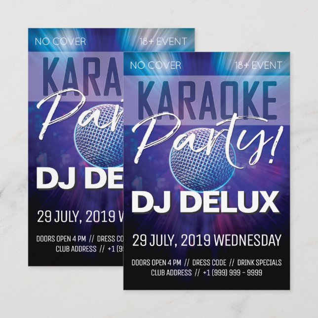 Invitation Insecte de club de la partie | DJ | de karaoke (Devant / Derrière)
