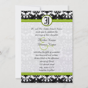 Invitation Inséparable noir Apple vert Mariage damassé Invita