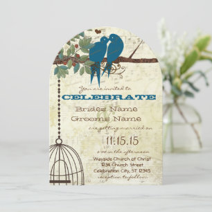 Invitation Inséparable Romantique assis dans un mariage d'arb