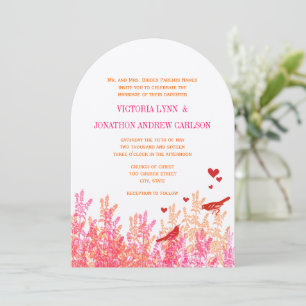 Invitation Inséparable Vintage orange rose et rouge rustique