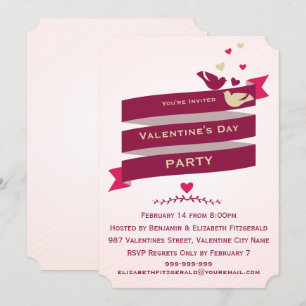 Invitation Inséparables et coeurs Bannière Valentines Party