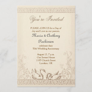 Invitation inséparables mariage anniversaire vintage