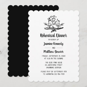 Invitation Inséparables Noir Blanc Dîner de Répétition de Mar