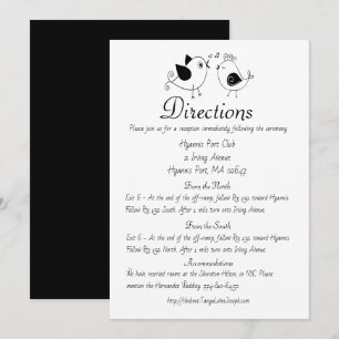 Invitation Inséparables Noir Blanc Directions Mariage Oiseaux