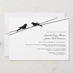Invitation Inséparables noirs et blancs sur un fil