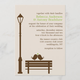 Invitation Inséparables sur le mariage de banc de parc