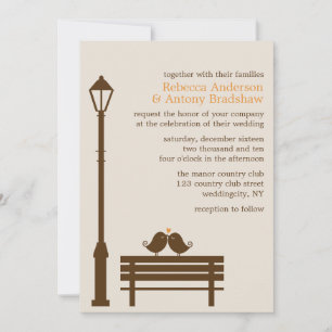 Invitation Inséparables sur le Mariage Park Bench
