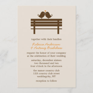 Invitation Inséparables sur Park Bench Mariage d'automne
