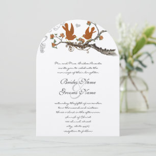Invitation Inséparables vintages Coral & Grey Wedding Invitat
