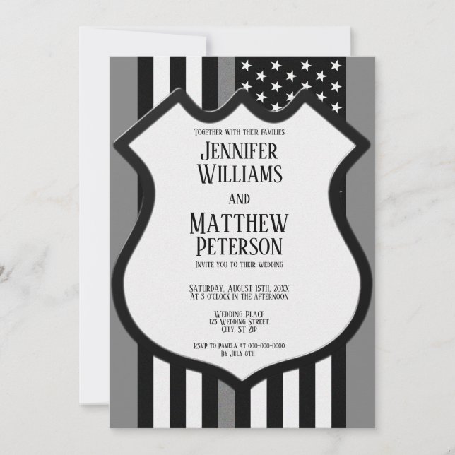 Invitation Insigne de ligne gris mince (Devant)