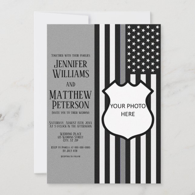 Invitation Insigne de ligne gris mince (Devant)