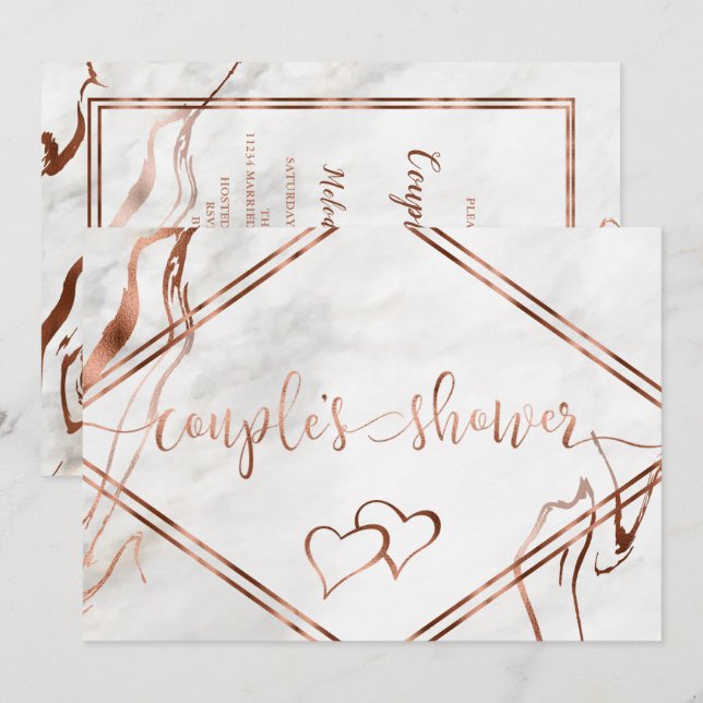 Invitation Inspiration moderne en cuivre et marbre italien Ma (Devant / Derrière)