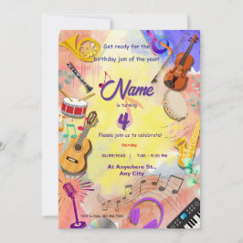 Invitation Instruments de musique thème enfants B'day