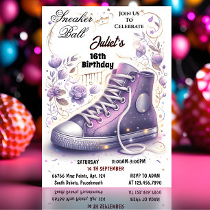 Invitation Into Chic Shoe Girl Sweet 16 Basket Ball Anniversa