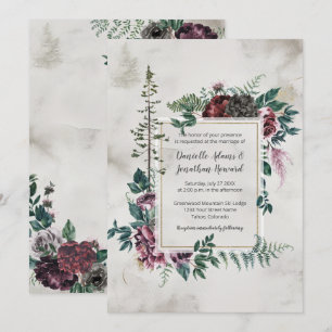 Invitation Into the Wild Rustic Burgundy Floral Mariage