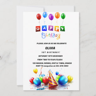 Invitation Invasion d'anniversaire avec des ballons