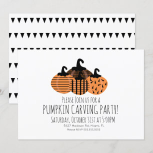 Invitation Invit Citrouille géométrique de découpage minimali