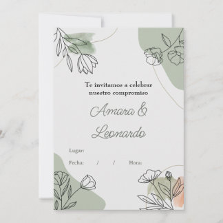 Invitation Invitación a compromiso o boda con flores