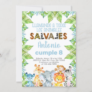 Invitation Invitación animaux safari, niño, garçon, jungle.