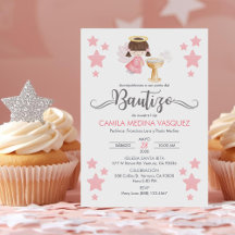Invitacion Bautizo Angel Baptism Angel et étoiles