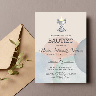 Invitation Invitacion Bautizo Minimaliste Élégant Baptême