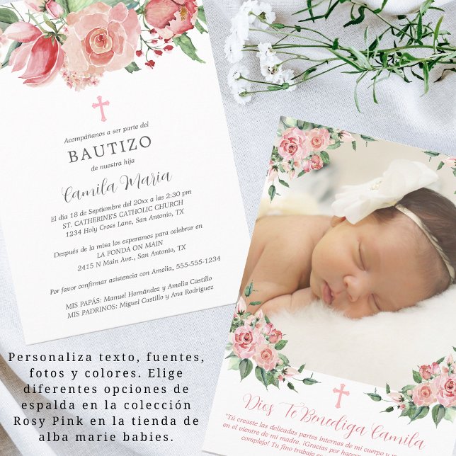 Invitation Invitación Bautizo Niña Baptême espagnol pour les  (Créateur téléchargé)