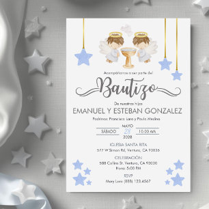 Invitation Invitacion Bautizo niños Baptism mignon Twin Angle