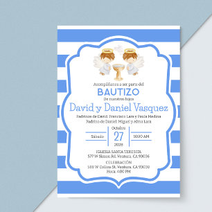 Invitation Invitacion Bautizo niños Baptism mignon Twin Angle