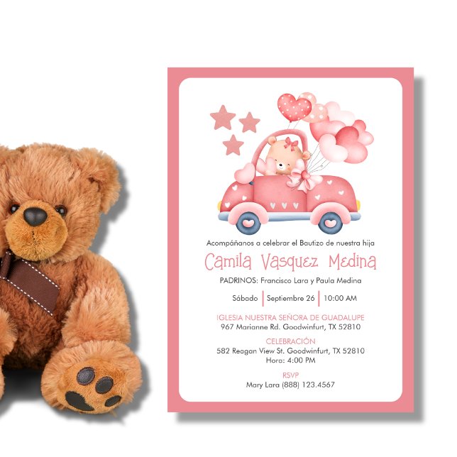 Invitation Invitacion Bautizo Pour Les Filles Baptême Catholi (Créateur téléchargé)