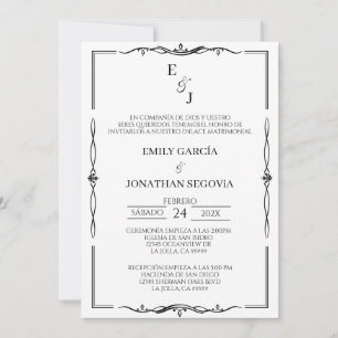 Invitation invitación blanco y negro minimalista