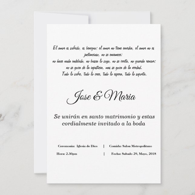 Invitation invitacion cristiana para bodas couleur blanco (Devant)