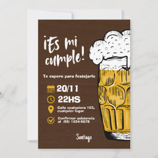 Invitation Invitación Cumpleaños de Hombre con Cerveza