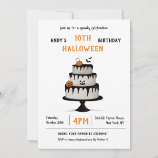 Invitation Invitación Cumpleaños Halloween Pastel Spooky