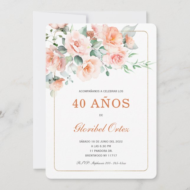 Invitation Invitación de 40 Años Mujer (Devant)