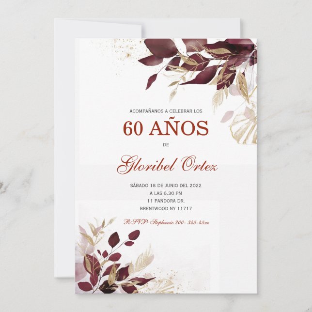 Invitation Invitación de 60 Años Mujer (Devant)