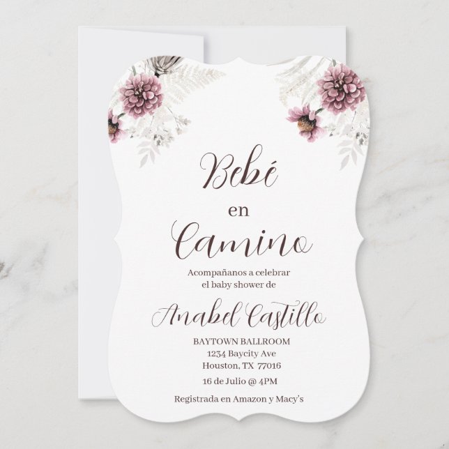 Invitation Invitación de baby shower de flores silvestres (Devant)