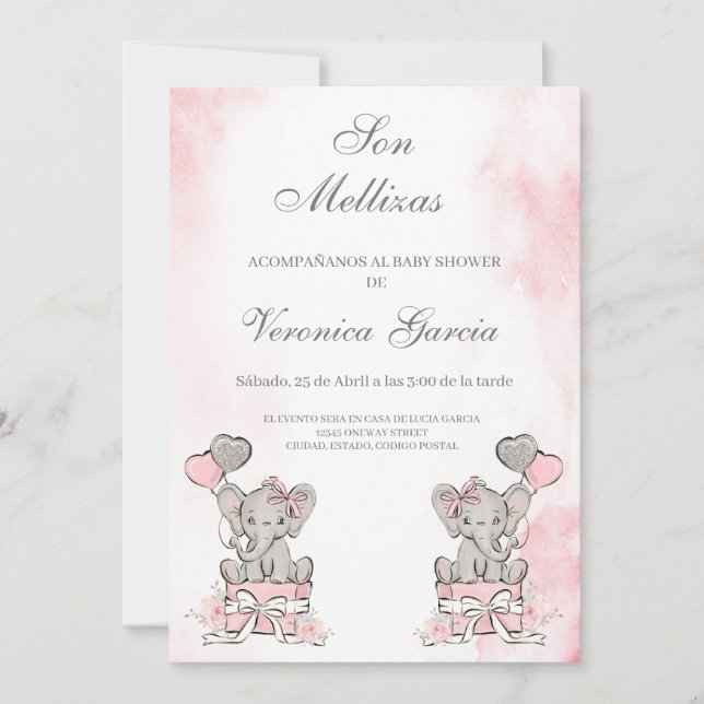 Invitation Invitacion de baby shower mellizas (Devant)