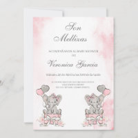 Invitacion de baby shower mellizas