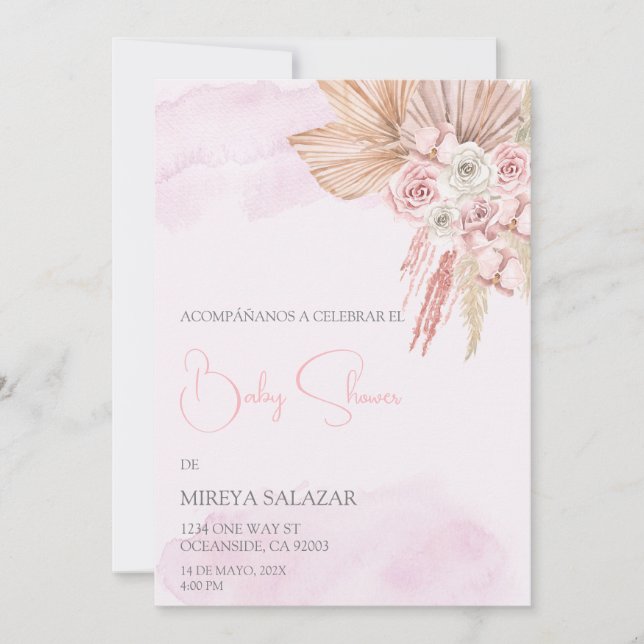 Invitation Invitacion de baby shower para niña tema boho (Devant)