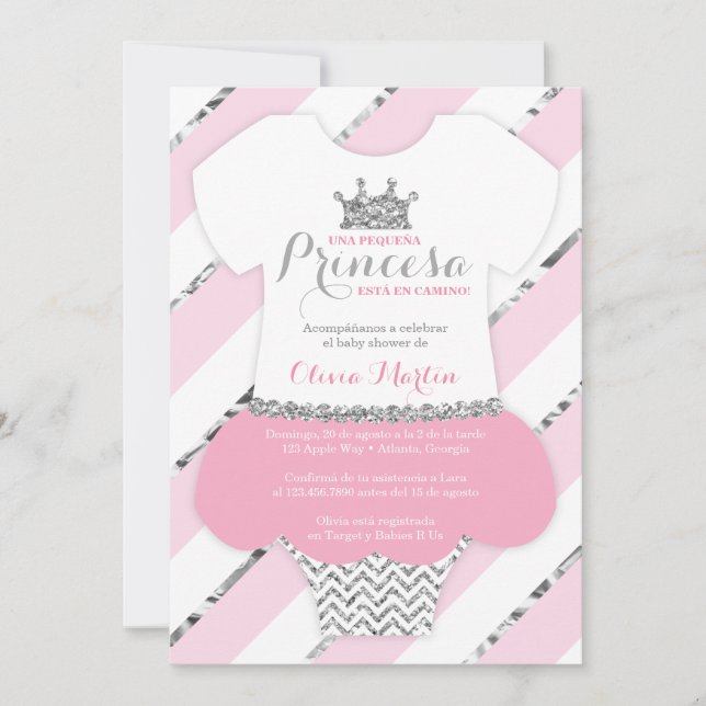 Invitation Invitación de Baby shower para una Princes (Devant)