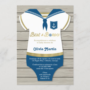 Invitation Invitación de Baby shower, Pequeño marinero