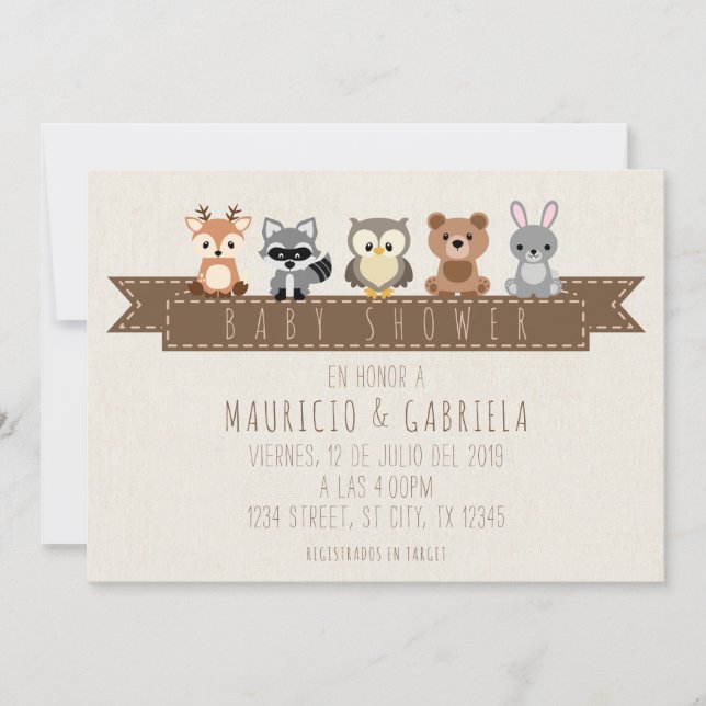 INVITATION INVITACION DE BABY SHOWER - TEMA BOSQUE (Devant)