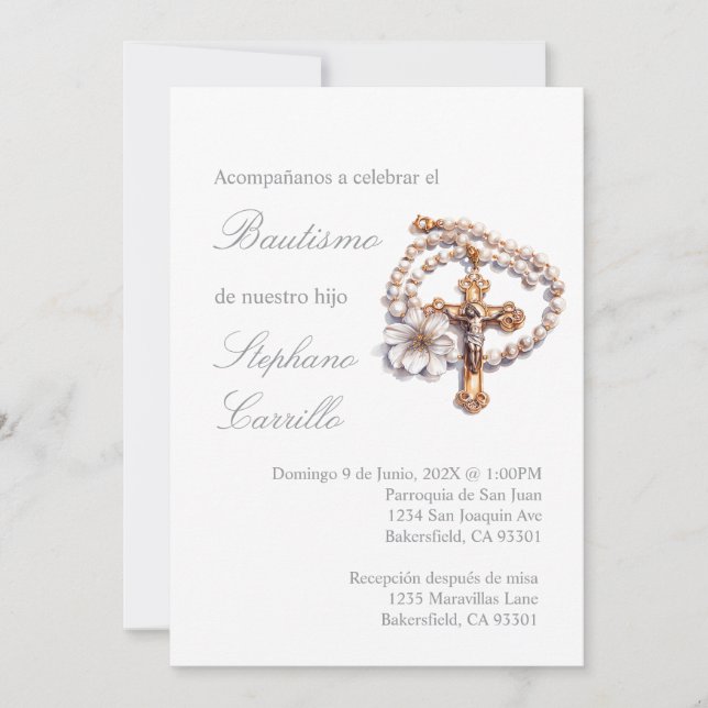 Invitation Invitación de bautismo con crucifijo (Devant)