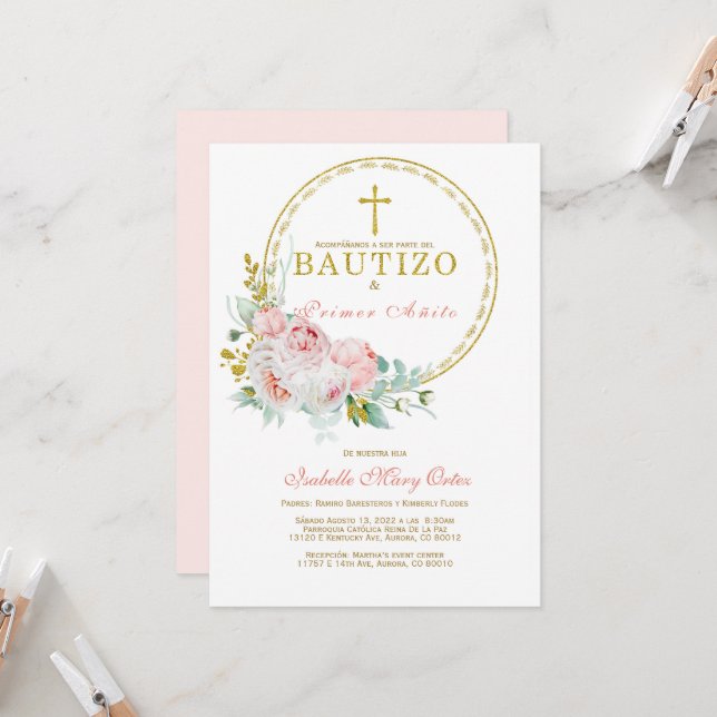 Invitation Invitación de bautismo para el amorce cumpleaños (Devant/Arrière en situation)