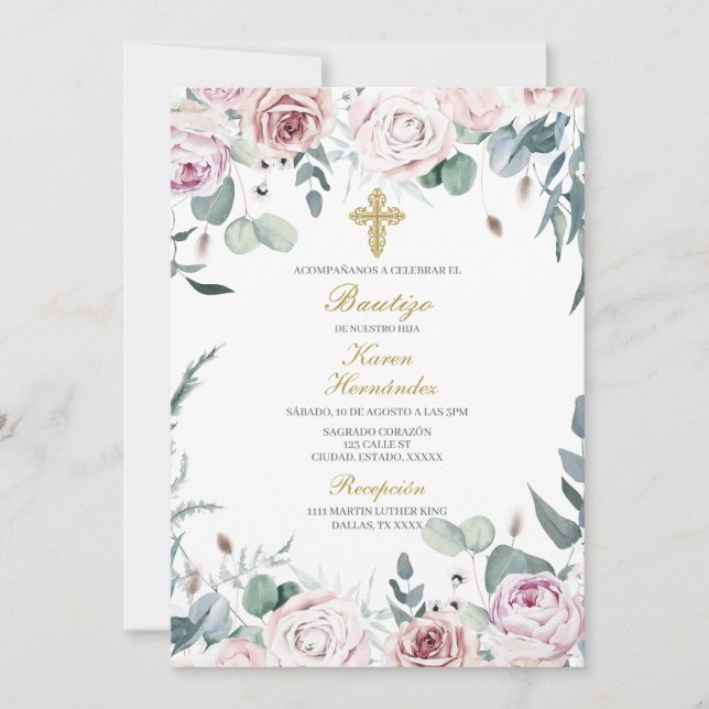 Invitation Invitación de bautismo para niña (Devant)